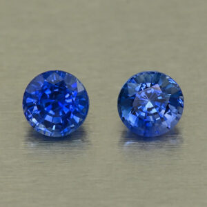 BlueSapphire round pair 4.6x4.6x3.4mm 4.6x4.6x3.2mm 1.12cts H sa1146