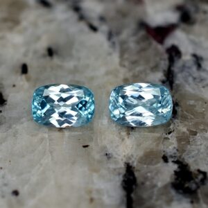 BlueZircon cushion pair 6.5x4.5mm 1.98cts zn2161 SOLD
