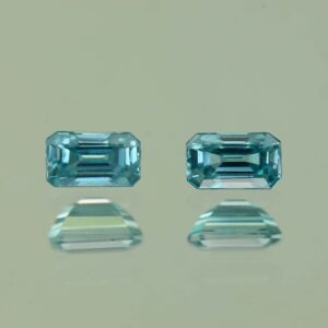 BlueZircon eme cut pair 5.1x3.1mm 1.14cts H zn2140 SOLD
