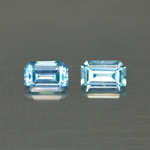 BlueZircon eme cut pair 6.5x4.5mm 2.35cts H zn4569 SOLD