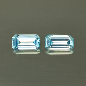 BlueZircon eme cut pair 8.0x4.4mm 2.78cts H zn4568 SOLD