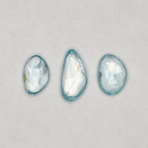 BlueZircon freeform rose cuts 1.00cts 4.65cts 3pcs zn2917