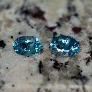 BlueZircon oval pair 10.2x7.1mm 6.99cts zn823 SOLD