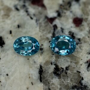 BlueZircon oval pair 9.0x6.8mm 5.36cts zn1252 SOLD