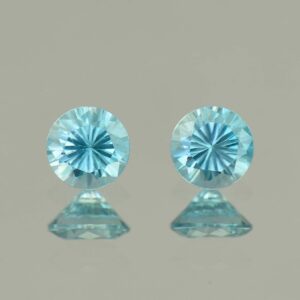 BlueZircon round pair 5.0mm 1.45cts H zn5398 SOLD
