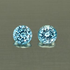 BlueZircon round pair 5.0mm 1.46cts H zn4484 SOLD