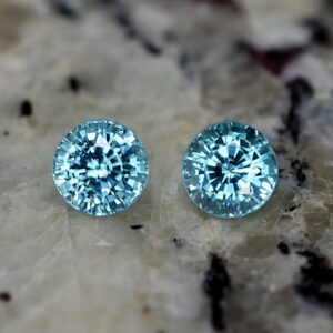 BlueZircon round pair 5.3mm 2.17cts zn1518 SOLD