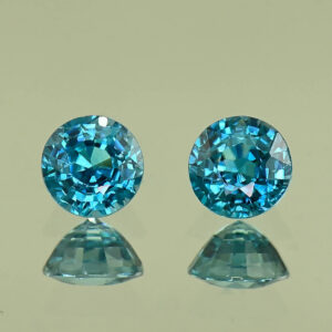 BlueZircon round pair 5.4x5.3x3.7mm 5.5x5.4x3.5mm 1.96cts H zn8085 SOLD