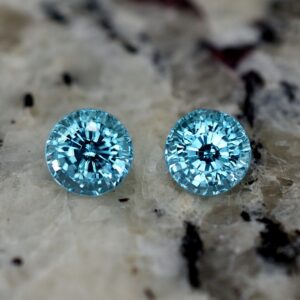 BlueZircon round pair 5.8mm 2.89cts zn1506 SOLD