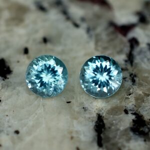 BlueZircon round pair 6.0mm 2.49cts zn2182 SOLD