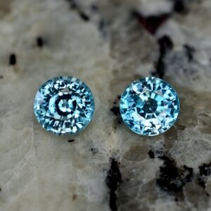 BlueZircon round pair 6.0mm 2.57cts zn1439 SOLD