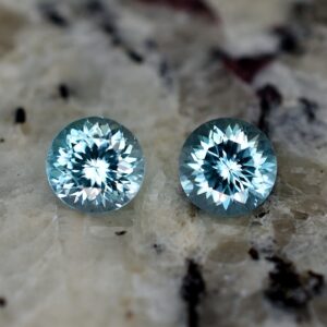 BlueZircon round pair 6.0mm 2.59cts zn2183 SOLD