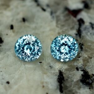 BlueZircon round pair 6.0mm 2.62cts zn2200 SOLD