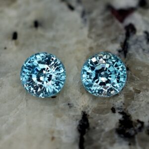 BlueZircon round pair 6.0mm 2.89cts zn1502 SOLD