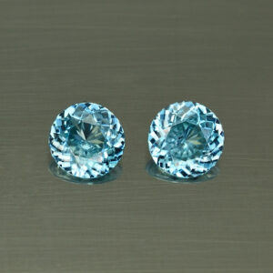 BlueZircon round pair 6.2mm 2.00cts H zn4081