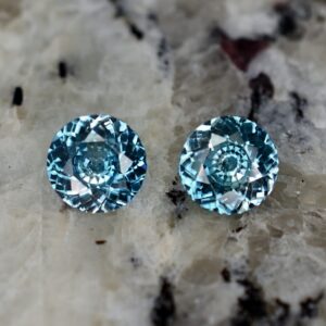 BlueZircon round pair 6.3mm 2.23cts zn2399 SOLD