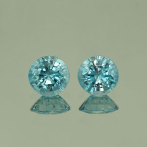 BlueZircon round pair 6.3mm 2.70cts H zn4960 SOLD