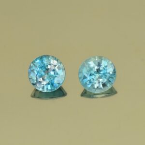BlueZircon round pair 6.3mm 2.85cts H zn4963 SOLD