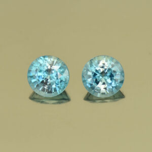 BlueZircon round pair 6.3mm 2.88cts H zn4964 SOLD