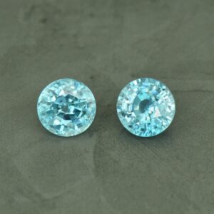 BlueZircon round pair 6.3mm 3.16cts H zn4968 SOLD