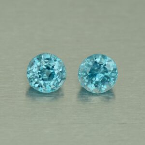 BlueZircon round pair 6.3mm 3.17cts H zn4969 SOLD