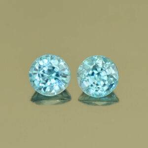 BlueZircon round pair 6.3mm 3.22cts H zn4970 SOLD