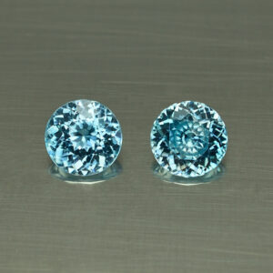 BlueZircon round pair 6.4mm 2.55cts H zn4084