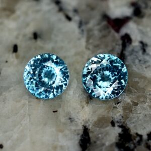 BlueZircon round pair 6.4mm 2.58cts zn2402 SOLD