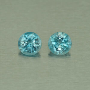 BlueZircon round pair 6.4mm 2.76cts H zn4972 SOLD