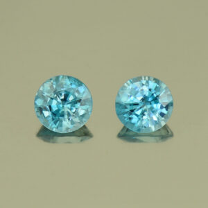 BlueZircon round pair 6.4mm 2.85cts H zn4974 SOLD