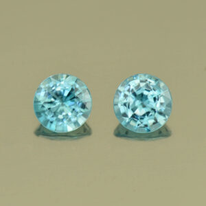 BlueZircon round pair 6.4mm 2.90cts H zn4976 SOLD