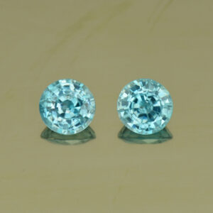 BlueZircon round pair 6.4mm 3.04cts H zn4977 SOLD
