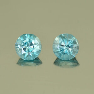 BlueZircon round pair 6.4mm 3.05cts H zn4978