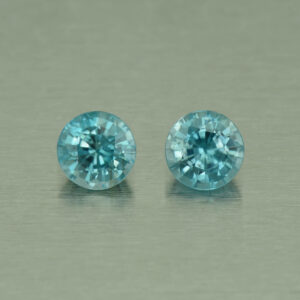BlueZircon round pair 6.4mm 3.06cts H zn4979 SOLD