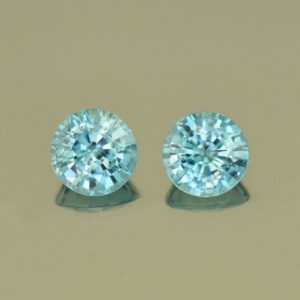 BlueZircon round pair 6.4mm 3.07cts H zn4980