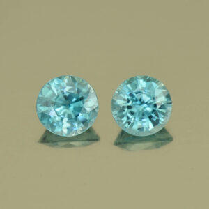 BlueZircon round pair 6.4mm 3.15cts H zn4982 SOLD