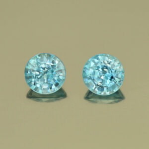 BlueZircon round pair 6.4mm 3.20cts H zn4983 SOLD