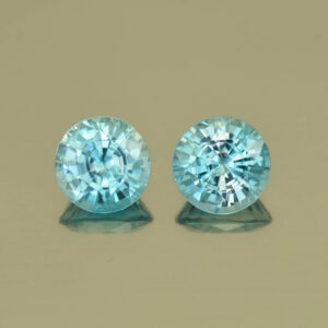 BlueZircon round pair 6.4mm 3.21cts H zn4984 SOLD