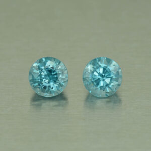 BlueZircon round pair 6.4mm 3.42cts H zn4985 SOLD
