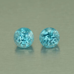 BlueZircon round pair 6.4mm 3.60cts H zn4986 SOLD