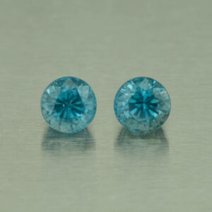 BlueZircon round pair 6.4mm 4.04cts H zn4987 SOLD