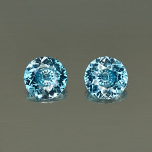 BlueZircon round pair 6.5mm 2.42cts H zn4086