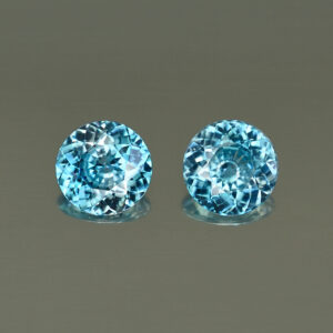 BlueZircon round pair 6.5mm 2.44cts H zn4087 SOLD
