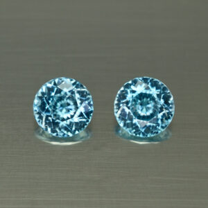 BlueZircon round pair 6.5mm 2.73cts H zn4085 SOLD