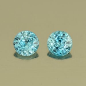 BlueZircon round pair 6.5mm 2.96cts H zn4989 SOLD