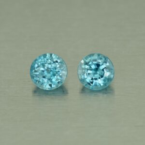 BlueZircon round pair 6.5mm 3.03cts H zn4991 SOLD