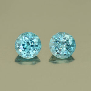BlueZircon round pair 6.5mm 3.34cts H zn4992 SOLD