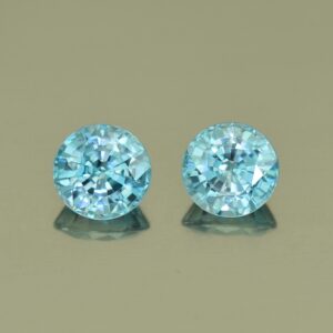 BlueZircon round pair 6.5mm 3.37cts H zn4993