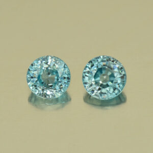 BlueZircon round pair 6.5mm 3.66cts H zn1493