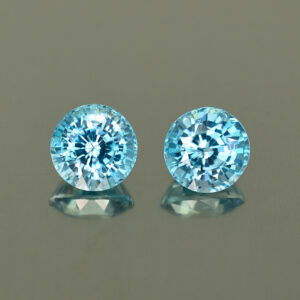 BlueZircon round pair 6.5mm 3.72cts H zn1492 SOLD